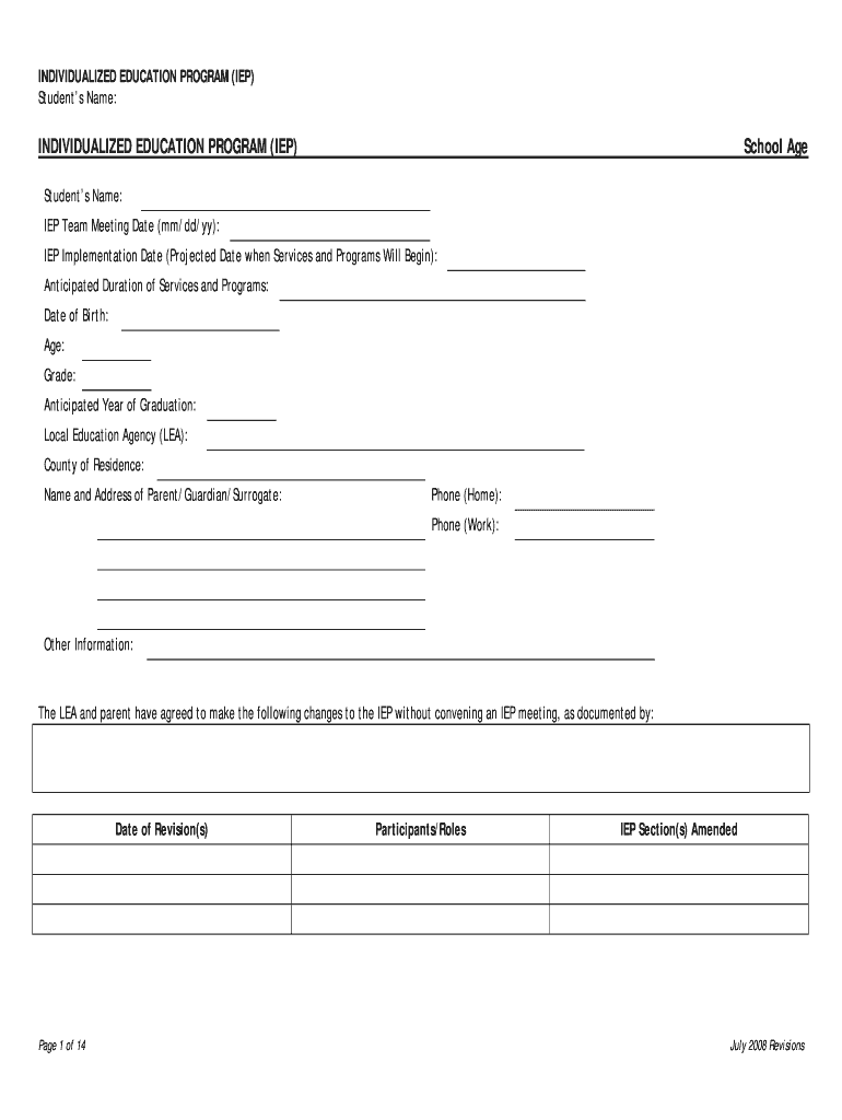 Iep Template  Form