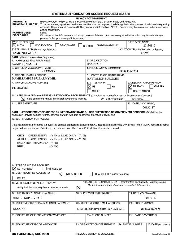 Dd Form 2875 Revised May