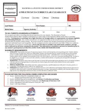 Athletic Clearance Hlpusd  Form