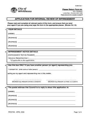 Fine Appeal Application Form City of Whittlesea