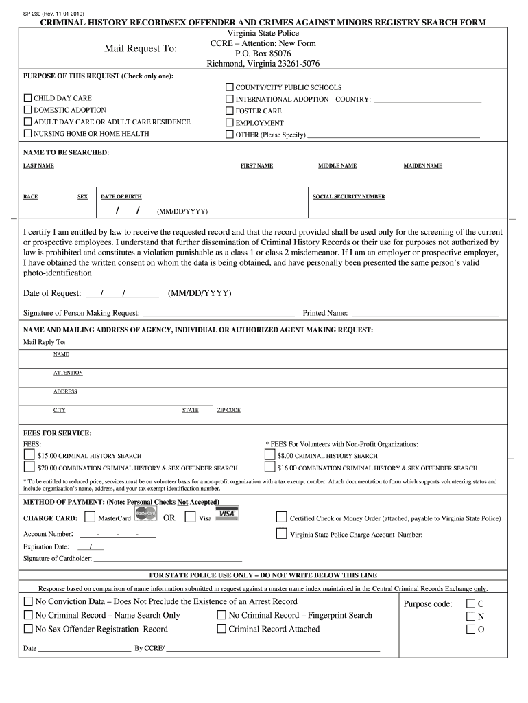  Va Sp 230  Form 2010