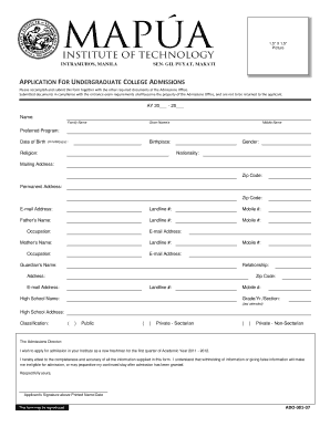 Mapua College Application  Form