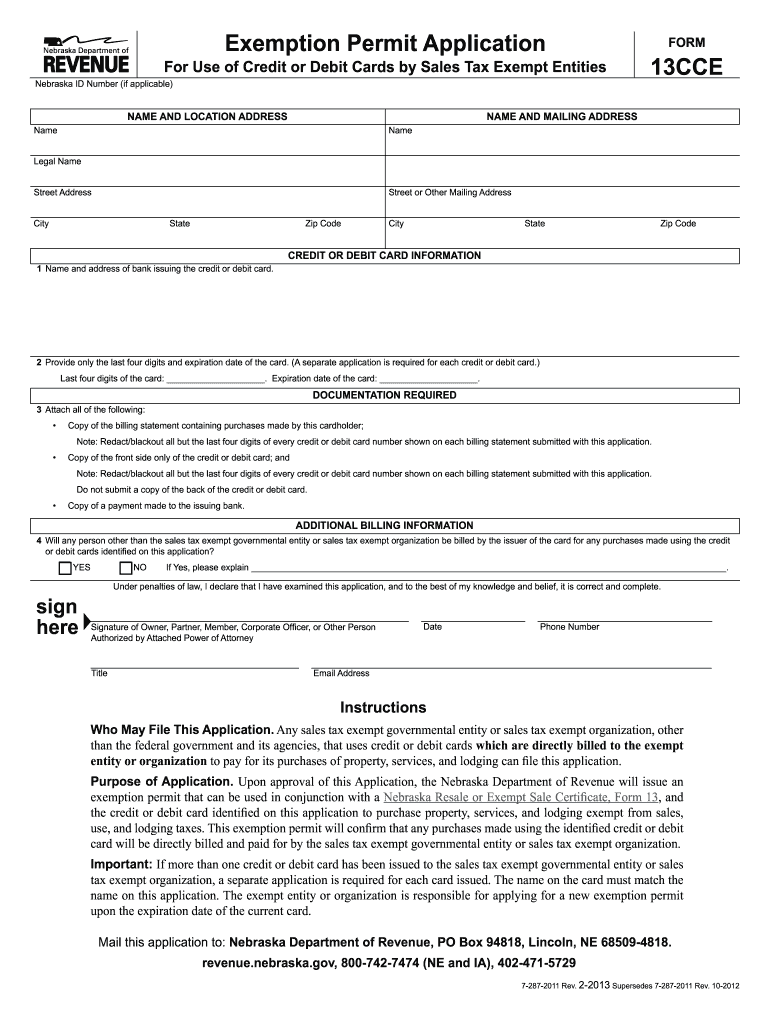 Form 13 Cce Nebraska