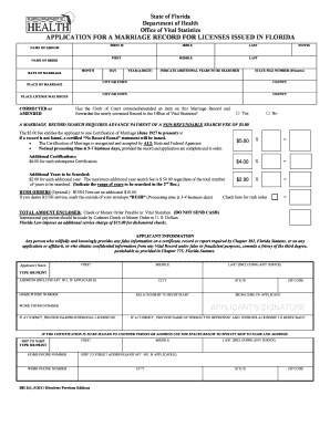 Form DH 261 Florida Department of Health Doh State Fl