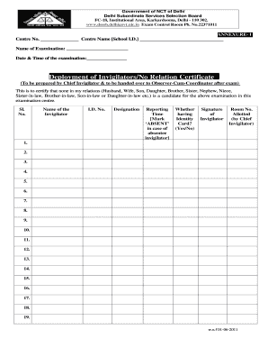 No Relation Certificate for Exam  Form