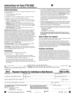 Form 3582 Payment Voucher for Individual E Filed Returns Ftb Ca