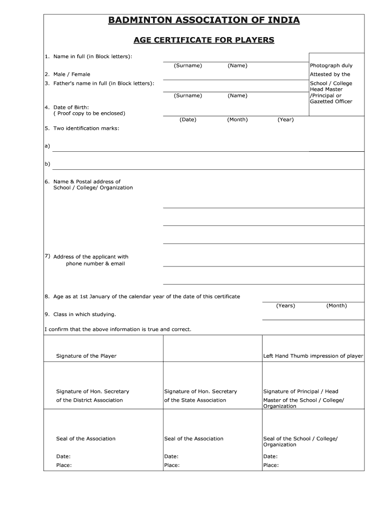 Badminton Registration Form