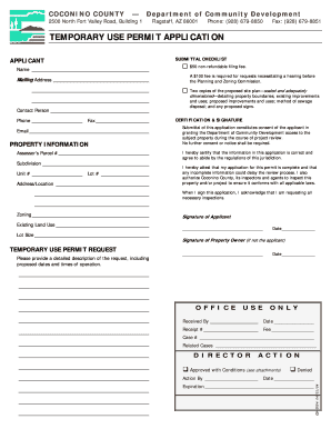 TEMPORARY USE PERMIT APPLICATION Coconino County Home  Form