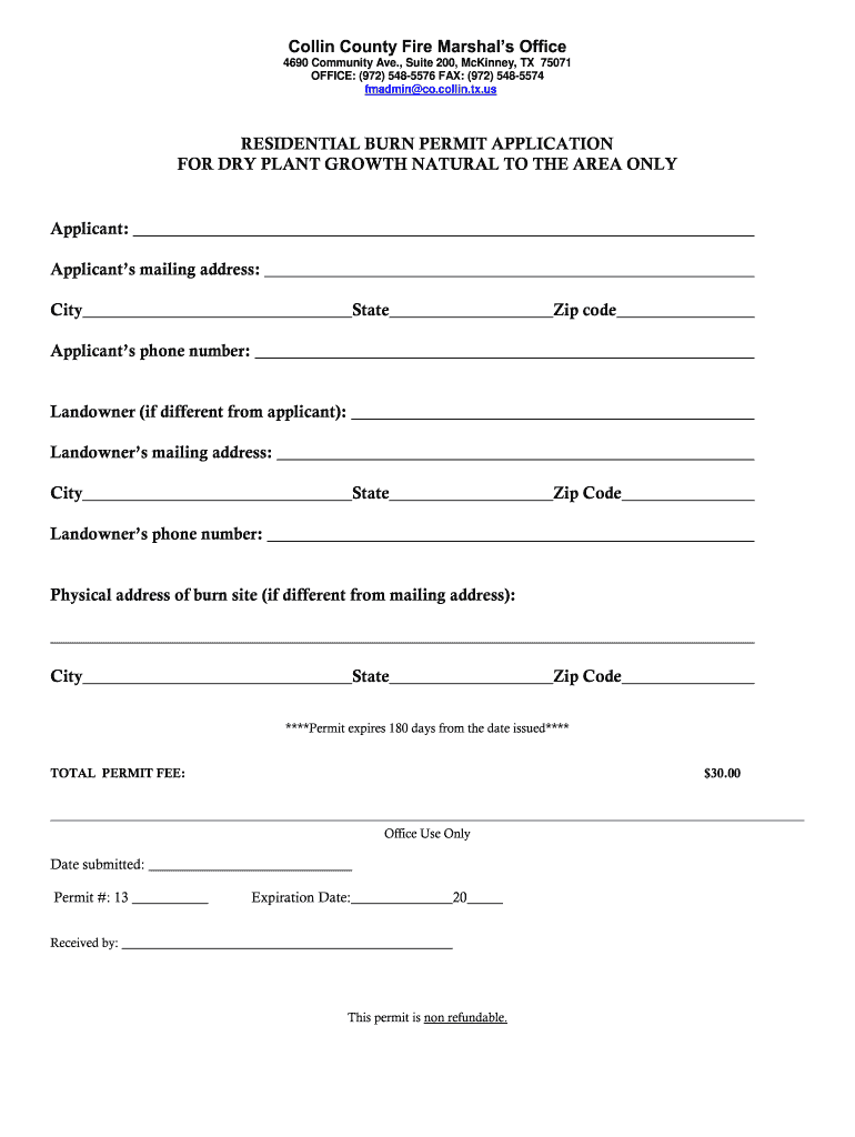 Burn Permit  Form