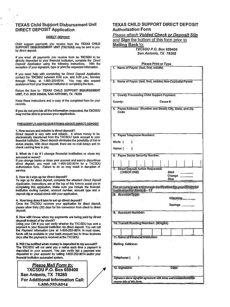 How Do I Change My Direct Deposit for Child Support in Texas  Form