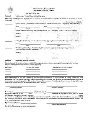  No Consideration Affidavit 2010