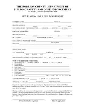 Robeson County Permit Office  Form