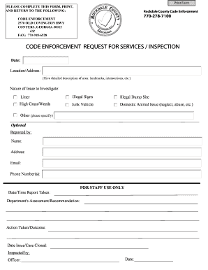 Code Enforcement Rockdale County  Form