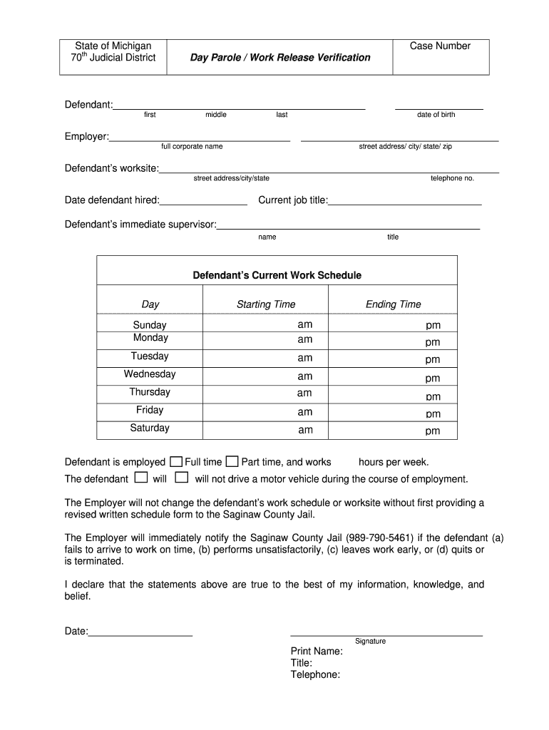 School Work Release Form