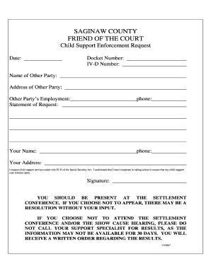 Saginaw County Child Support Enforcement Form