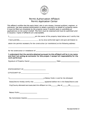 Affidavit of Authorization  Form