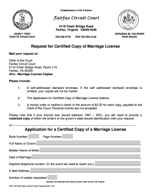 Cord Marriage Certificate  Form