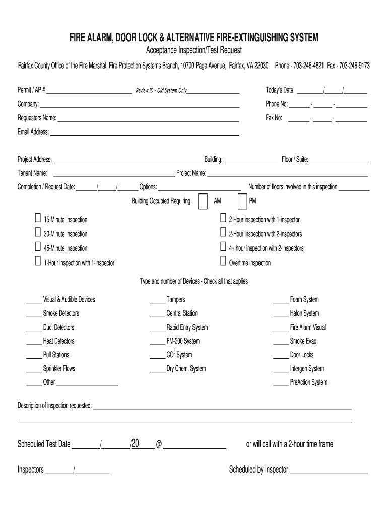 Fire Alarm Form