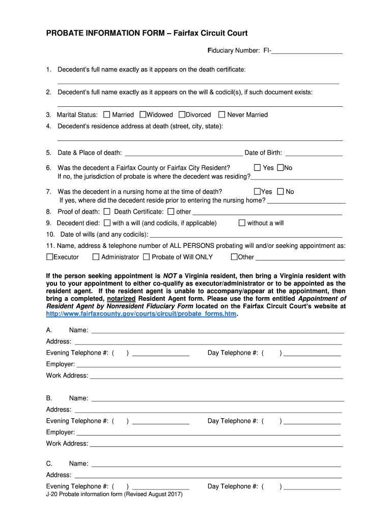  Fairfax County Probate Forms 2006-2024