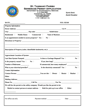 St Tammany Sewer Permit  Form