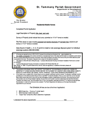 St Tammany Parish Mobile Home Ordinance  Form