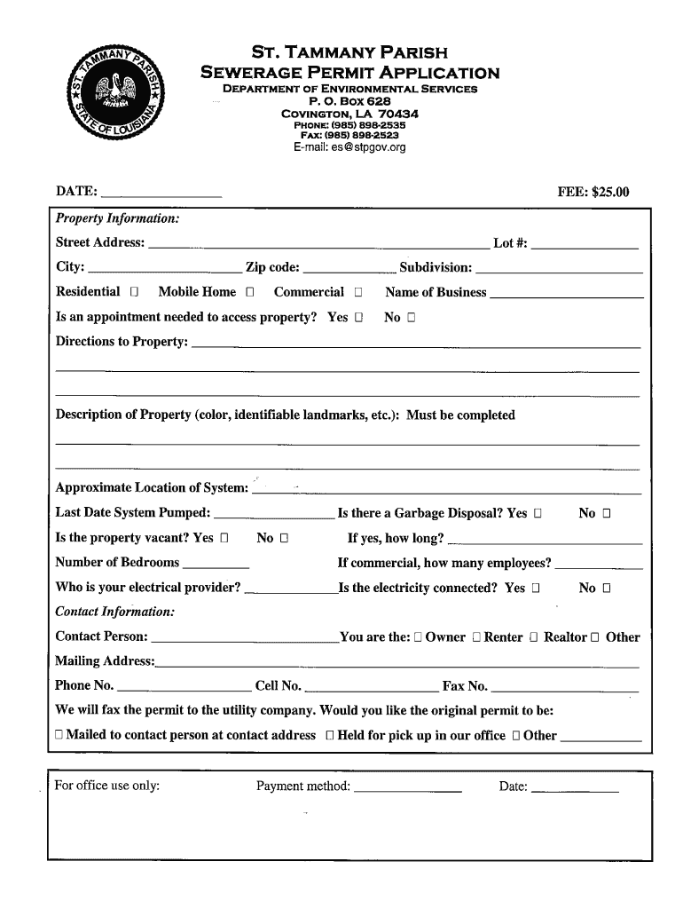 St Tammany Parish Permits  Form