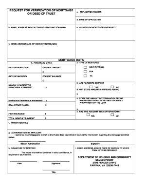 Verification of Mortgage Form