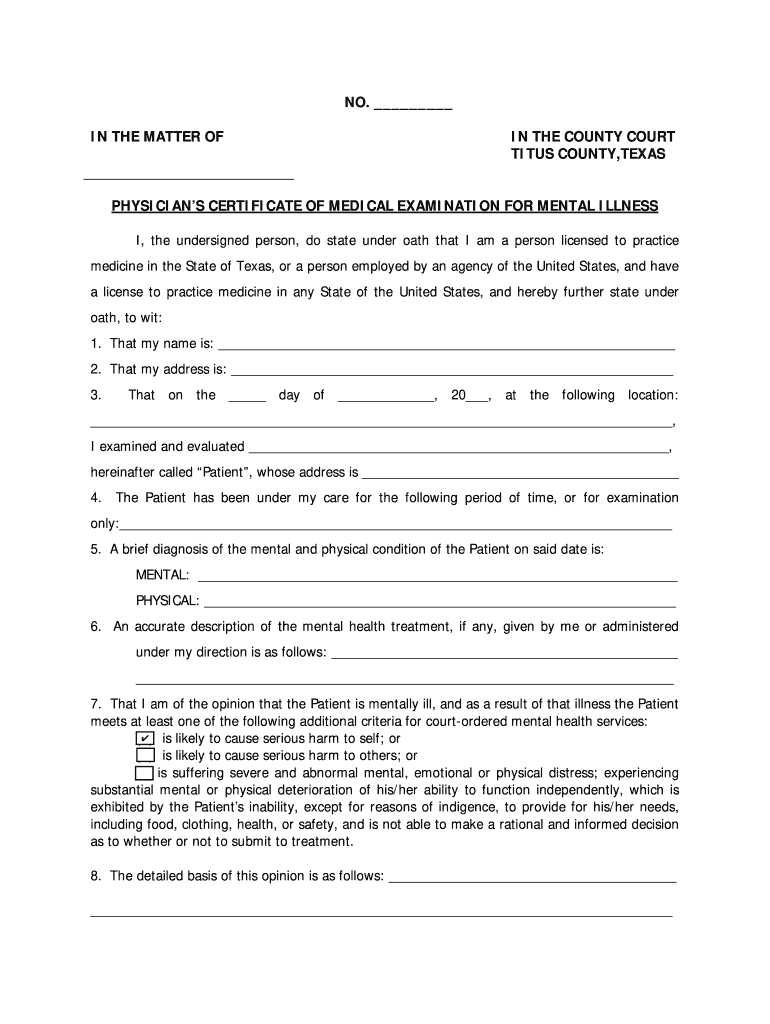 Get and Sign Physician Certificate of Medical Examination  Form