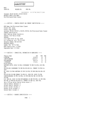 Printable Msds Sheets  Form