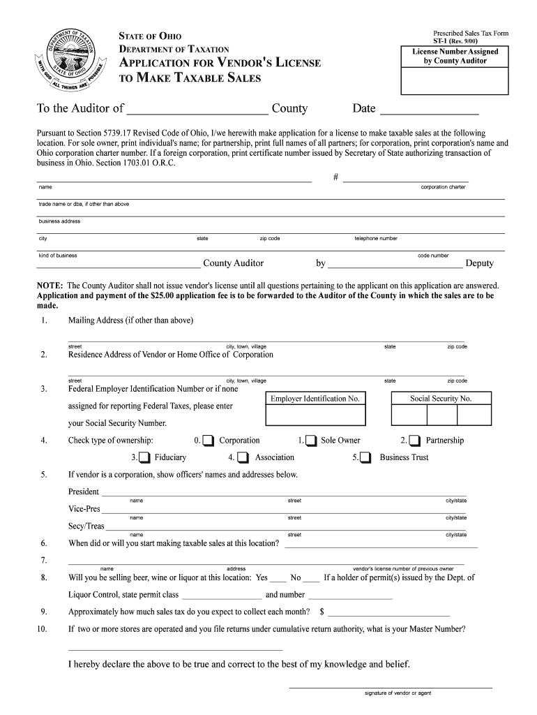  Athens County Auditor Form 2000