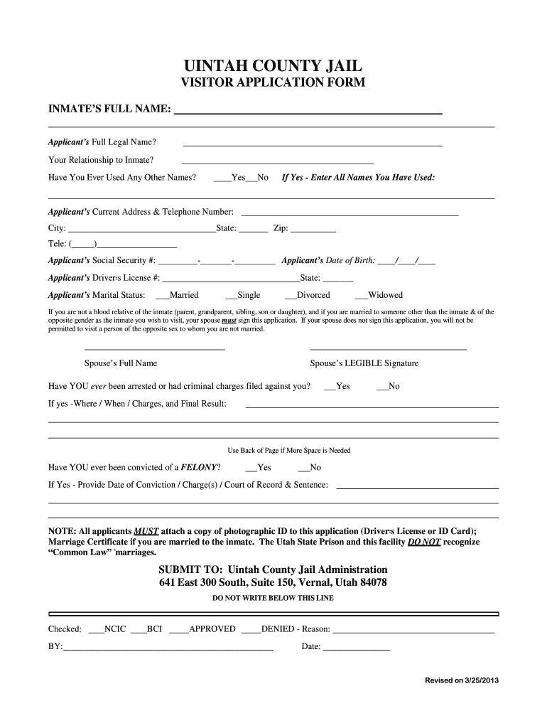  Jail Release Form 2013-2024