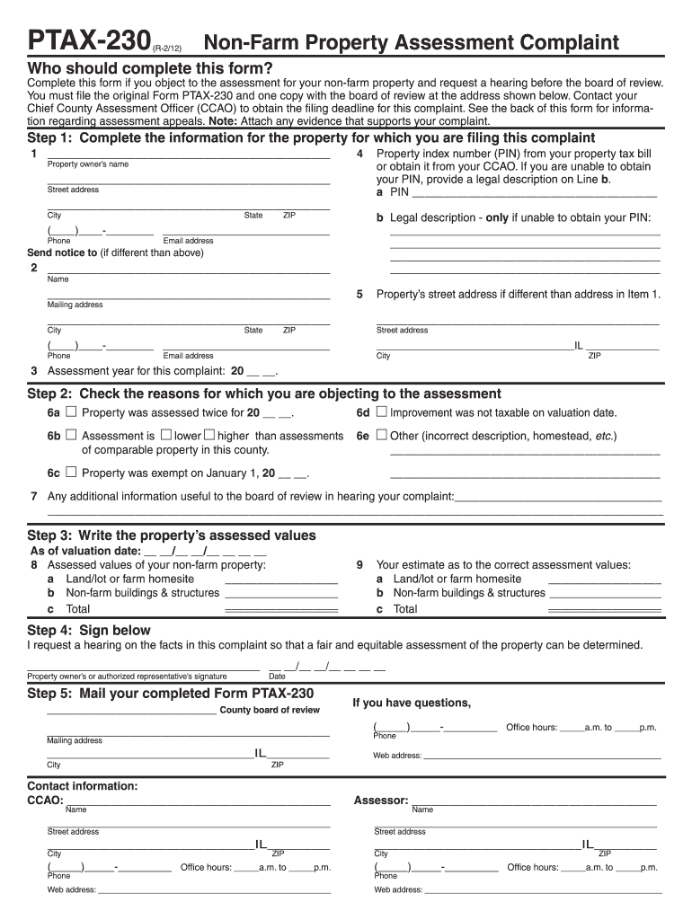  Ptax 230  Form 2012