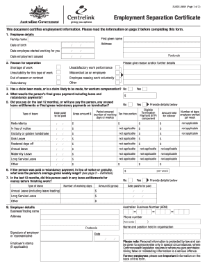 Get and Sign Separation Certificate  Form