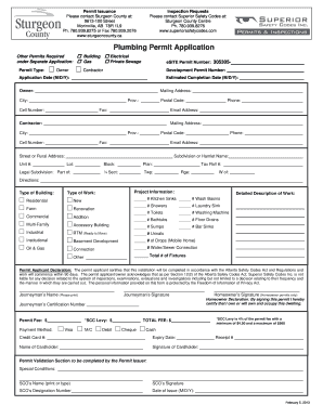 Plumbing Permit Application Form Sturgeon County