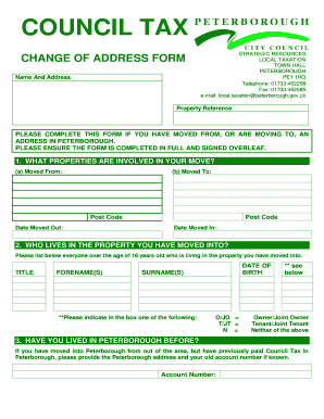 Council Tax Peterborough Moving House  Form