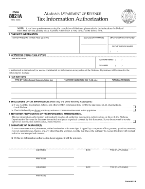 Alabama Department of Revenue 8821 Form