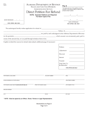 Direct Petition of Refund Alabama Dept of Revenue Form