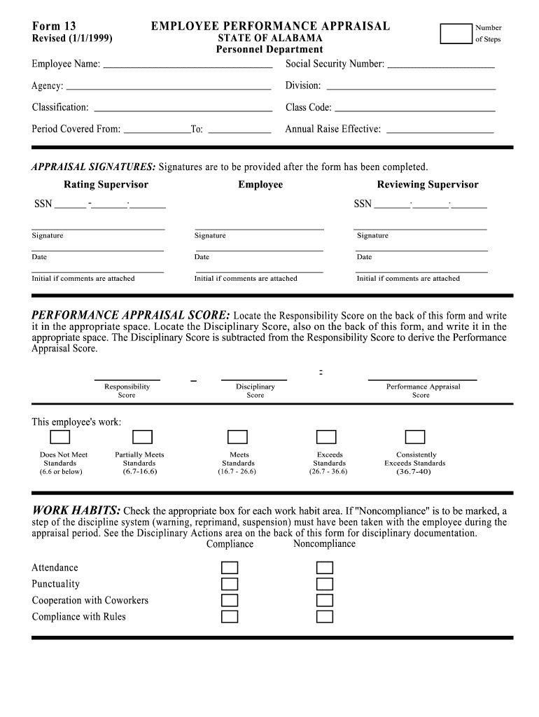  Performance Appraisal Format PDF 1999