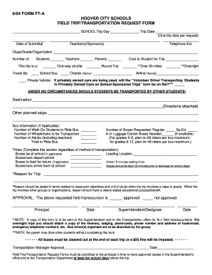 Field Trip Request Form Hoover City Schools