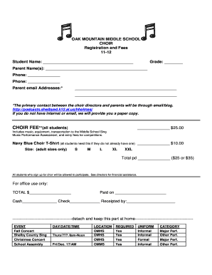 Choir Application Form