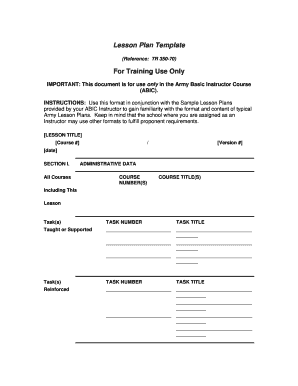 Army Lesson Plan Example  Form