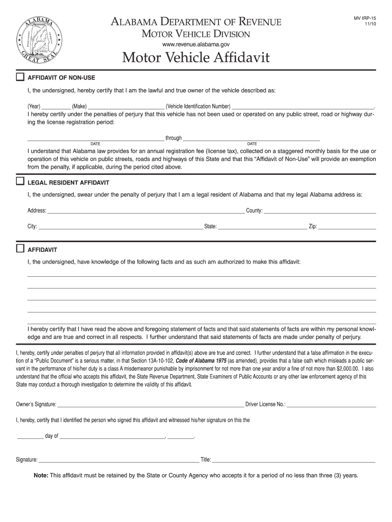 Affidavit of Correction Alabama  Form