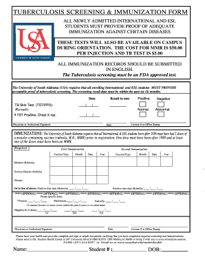 Tuberculosis Immunization Form