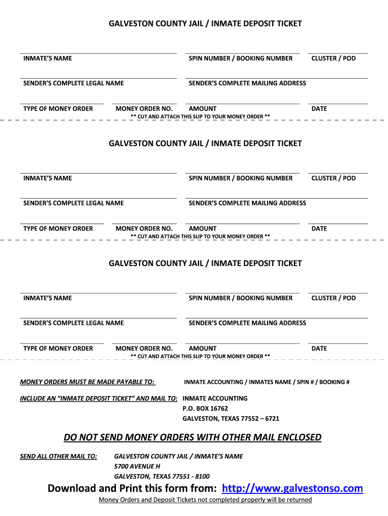 Galveston County Commissary  Form