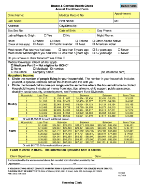 BCHC Annual Enrollment Form Alaska Department of Health and Dhss Alaska