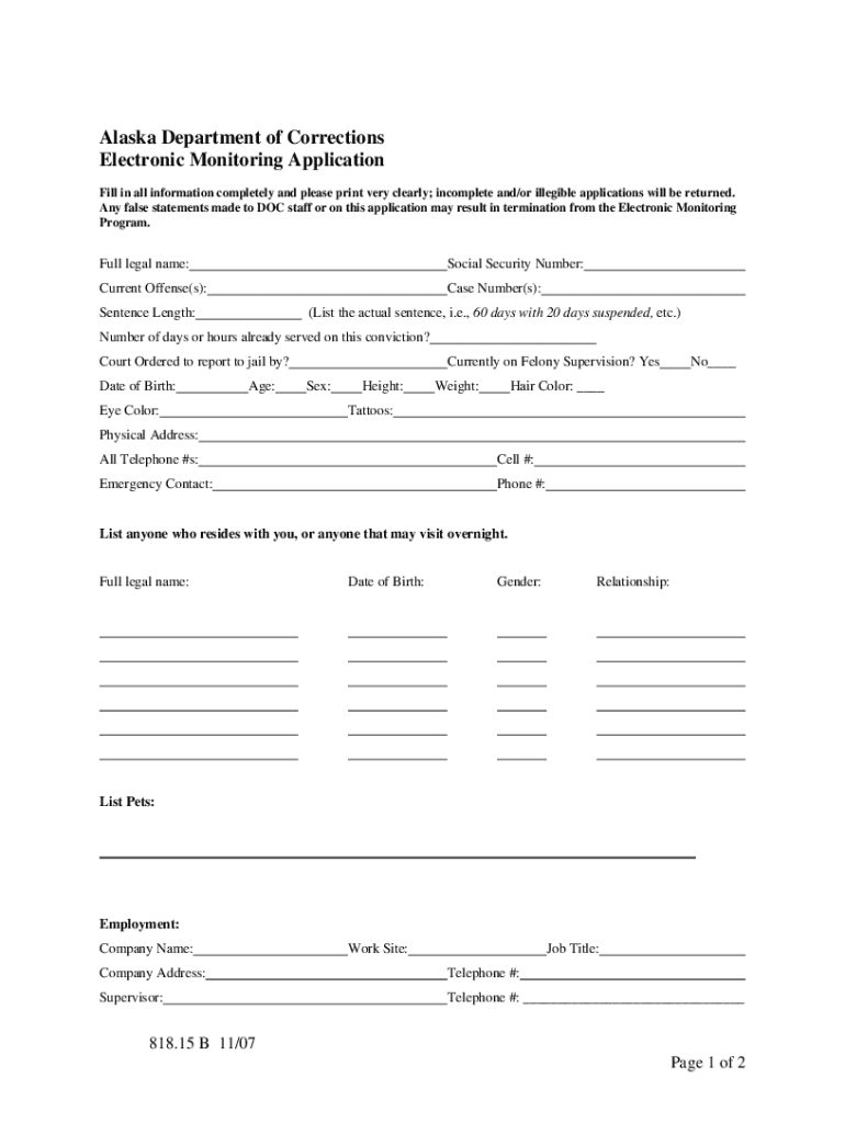 DOC Electronic Monitoring  Form