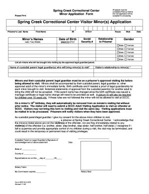 Spring Creek Bisitors Application  Form