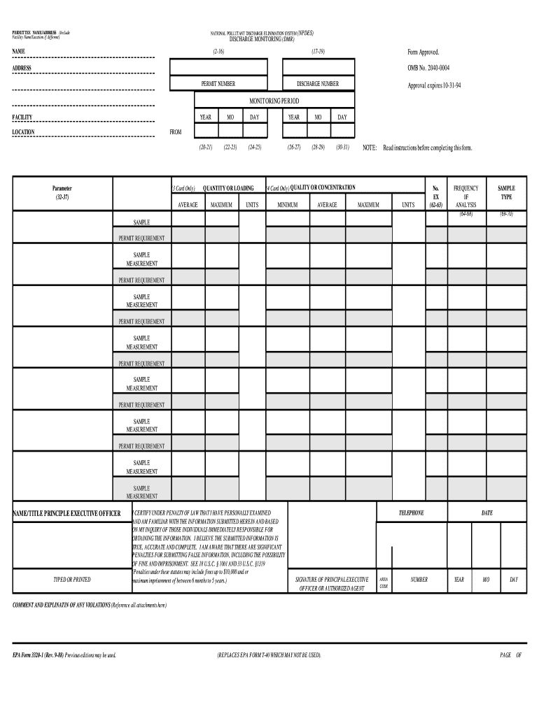  Us Epa Form 3320 1 Instructions 1988 1999