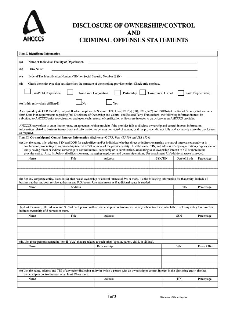  Disclosure Ownership Form 2012-2024