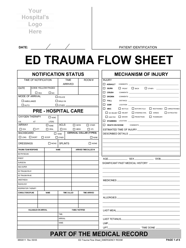 Trauma Flow Sheet  Form